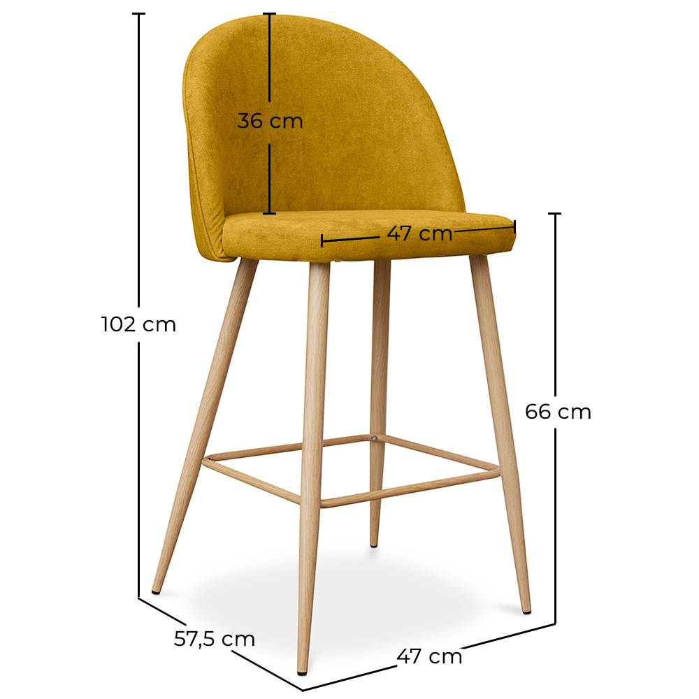 Sgabello imbottito in tessuto - Design scandinavo - 66cm - Evelyne image 10