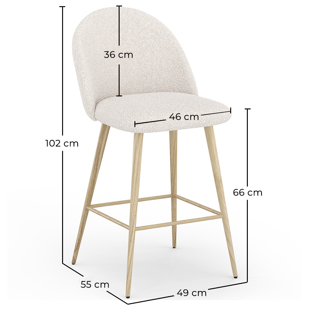 Sgabello rivestito in tessuto bouclé - Design scandinavo - 66cm - Evelyne image 10