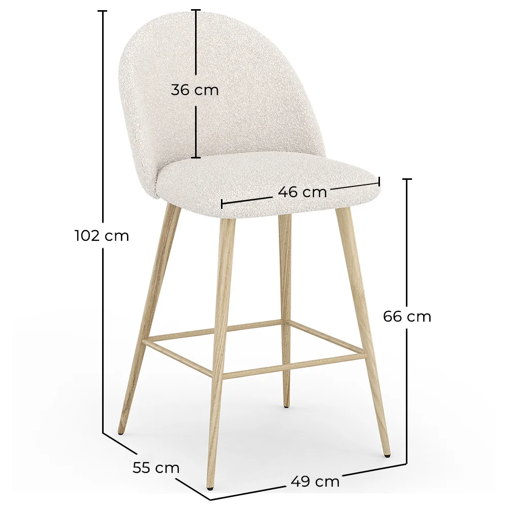 Sgabello rivestito in tessuto bouclé - Design scandinavo - 66cm - Evelyne image 10
