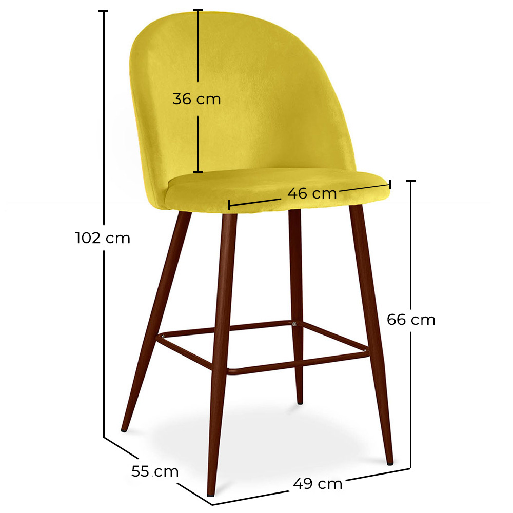 Sgabello imbottito in velluto - Design scandinavo - 66cm - Evelyne image 10