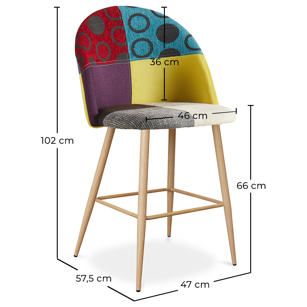 Sgabello Imbottito in Patchwork - Stile Scandinavo - 66cm - Evelyne image 10