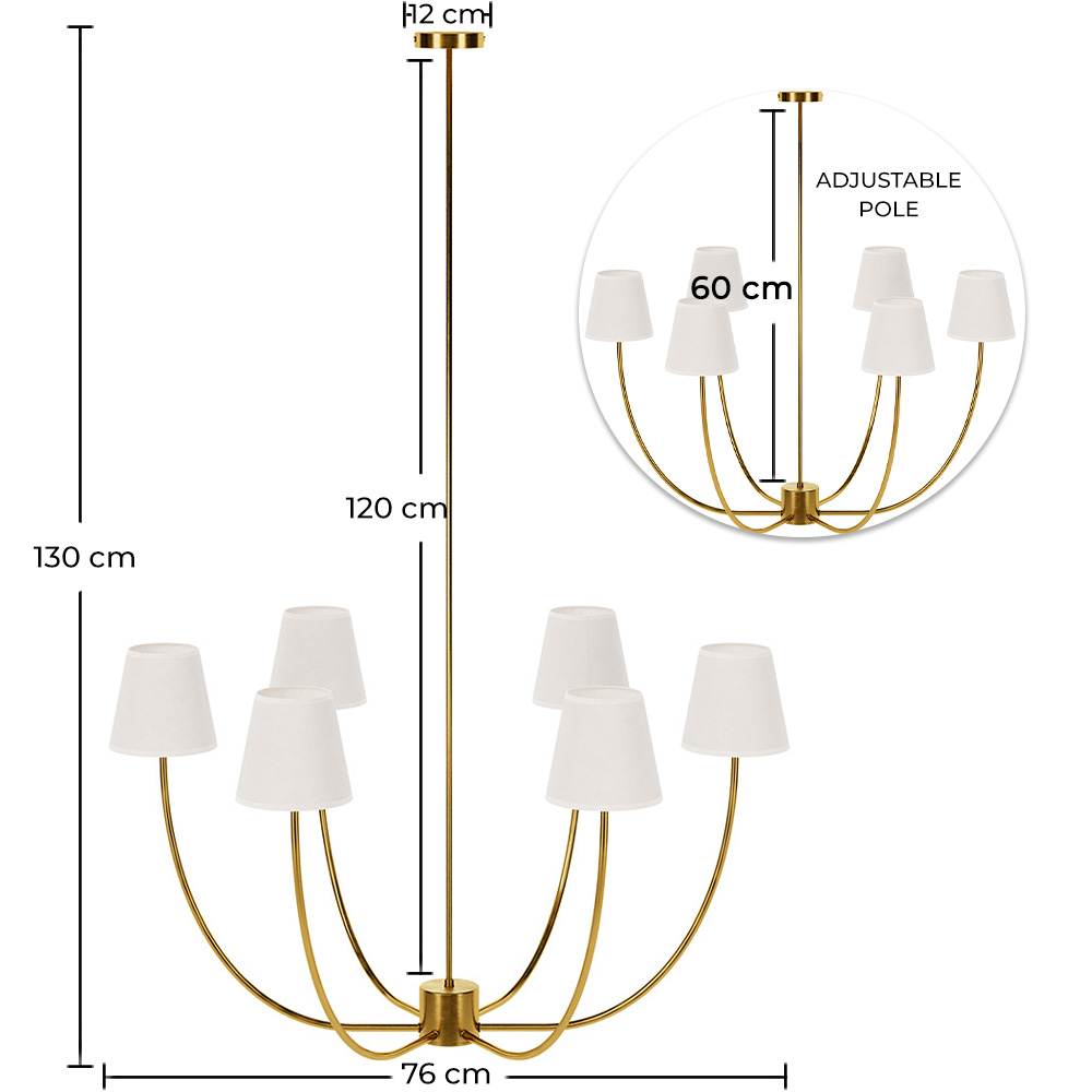 Lampadario da Soffitto Dorato con 6 Paralumi - Arena image 10