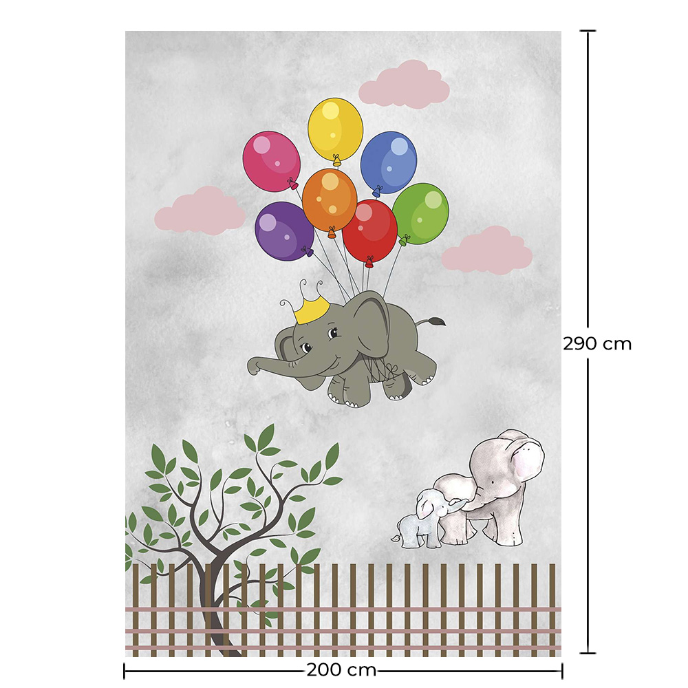 Grande Tappeto per Bambini con Disegno Elefante Volante - Multicolore (290x200 cm) - Yumal image 10