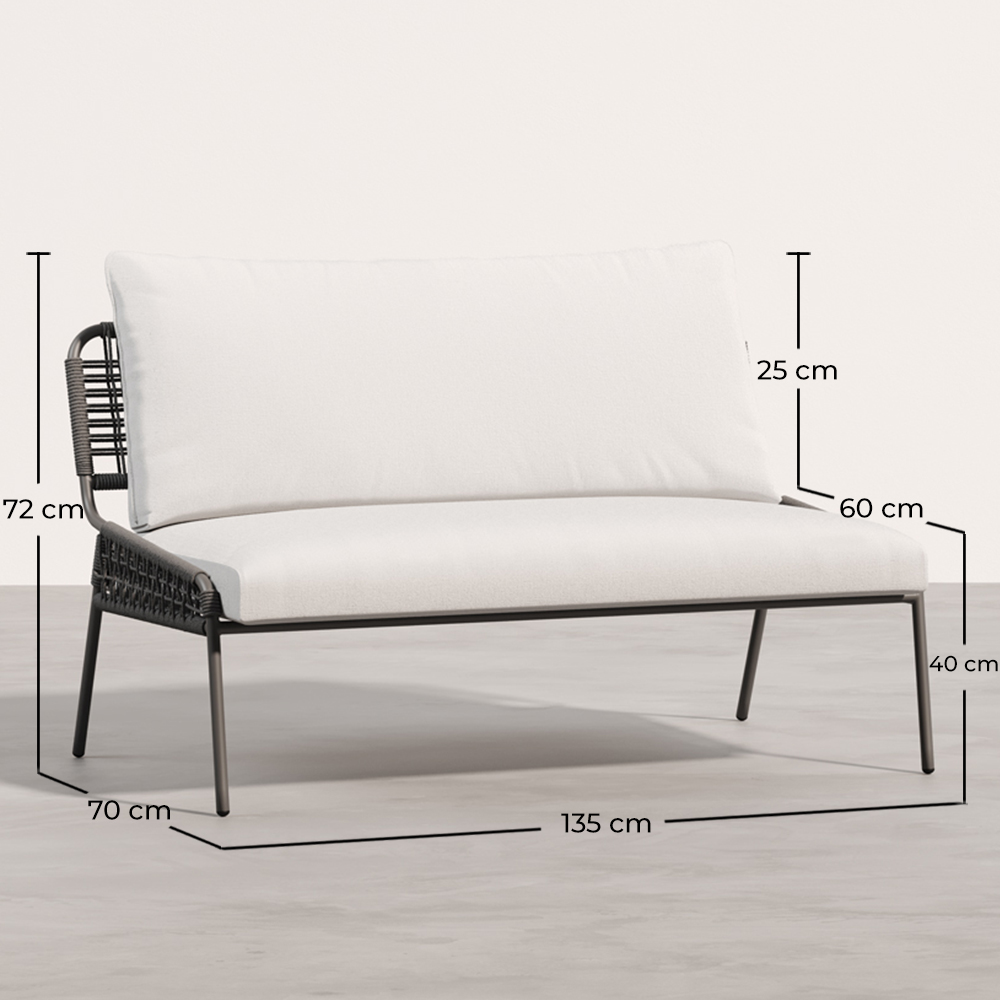 Divano da Esterno 135cm - Alluminio e Rattan Sintetico - Brawma image 10