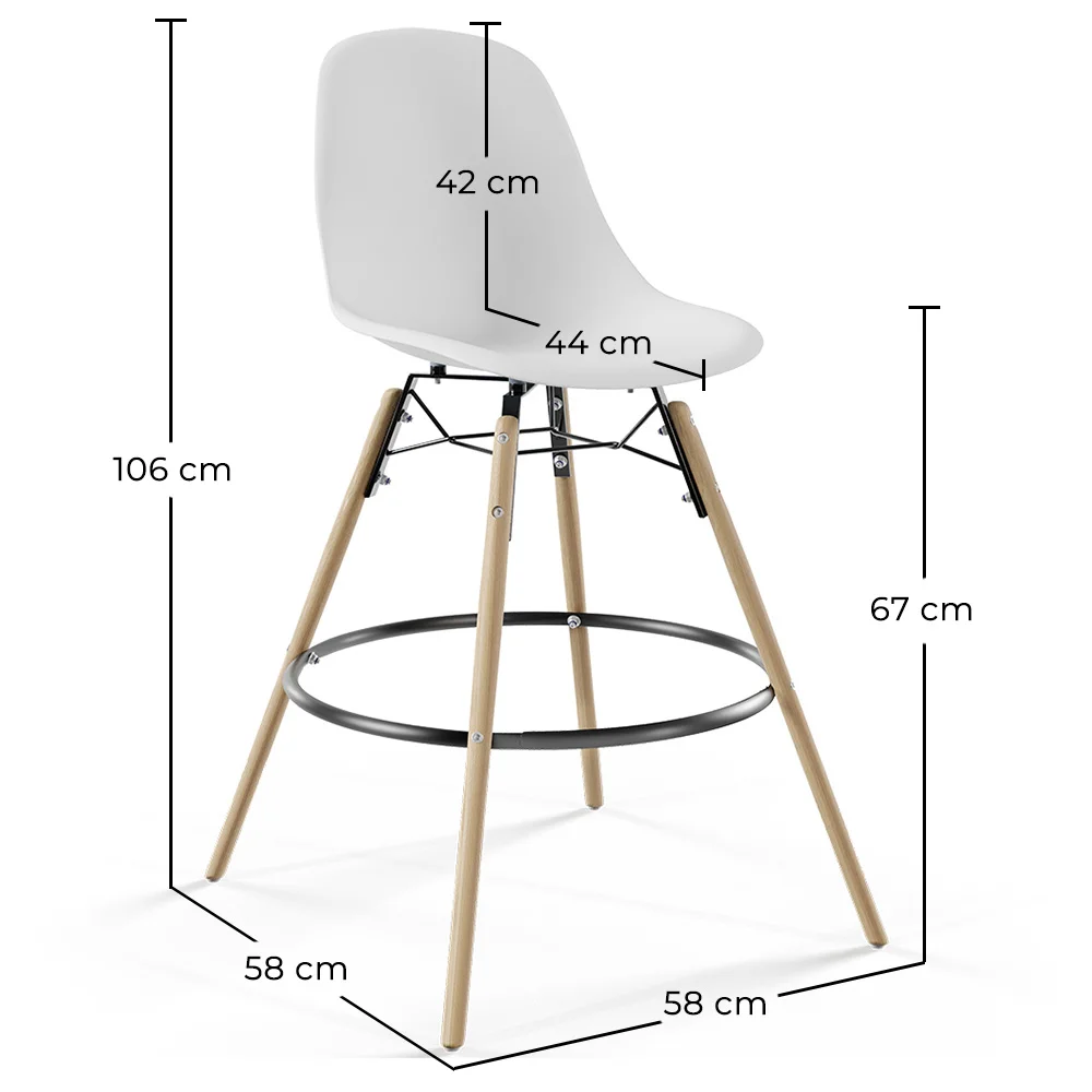 Sgabello da Bar - Design Scandinavo - Gambe in Legno - Skögur image 10