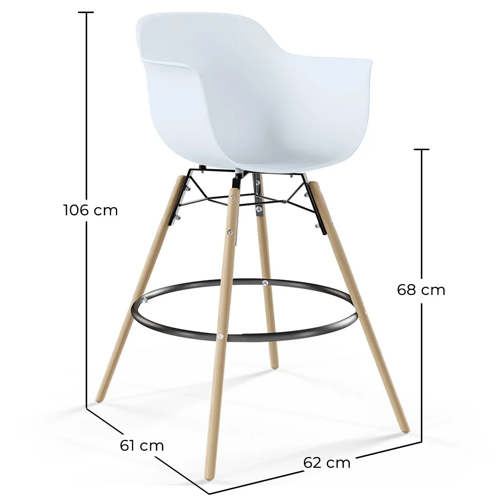Sgabello da Bar - Design Scandinavo - Gambe in Legno - Set di 2 - Nordika image 10