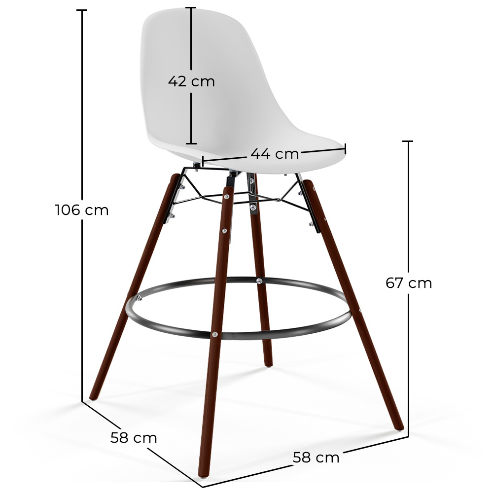 Sgabello da Bar - Design Scandinavo - Gambe in Legno Scuro - Skögur image 10