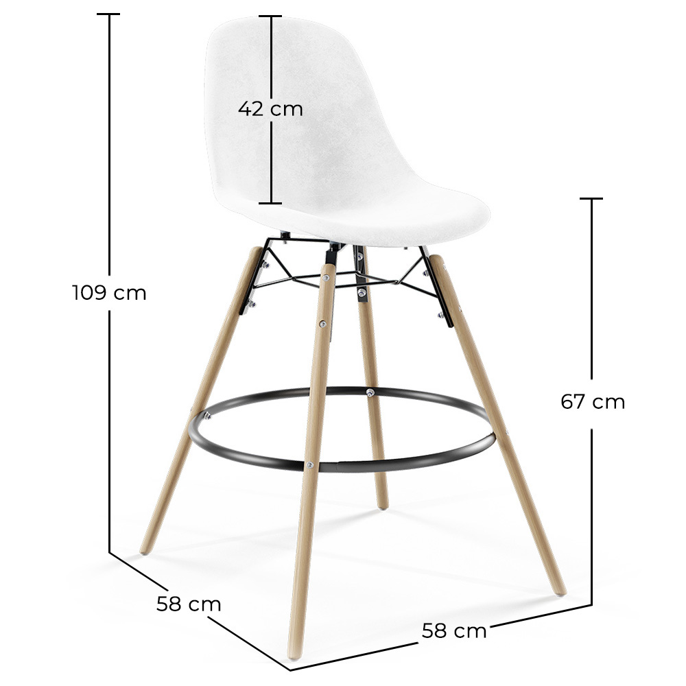 Sgabello da Bar in Velluto - Design Scandinavo e Gambe in Legno - Skögur image 10