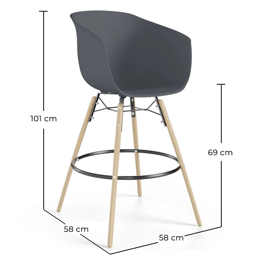 Sgabello da Bar - Design Scandinavo - Gambe in Legno Naturale - Melania image 10