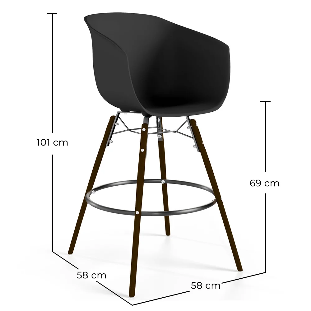 Sgabello da Bar - Design Scandinavo - Gambe in Legno Scuro - Pirela image 10