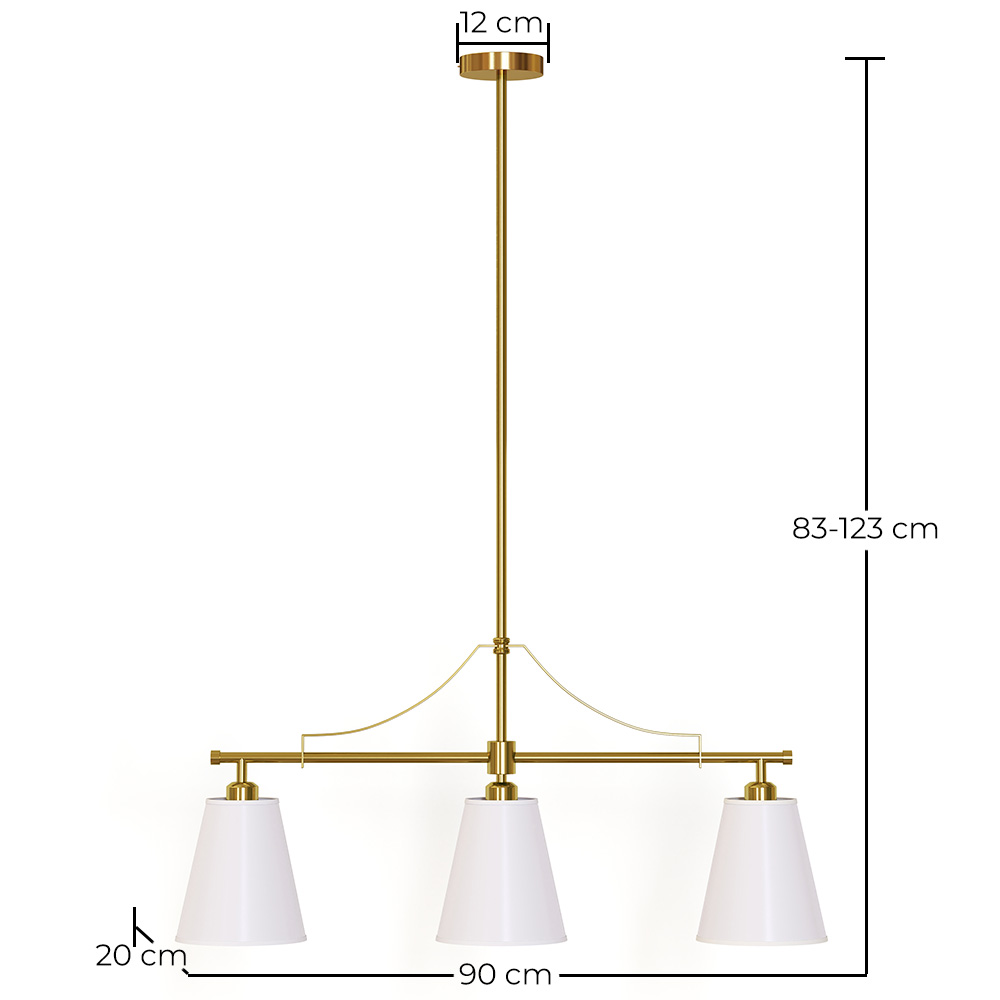Lampada a Sospensione in Metallo Dorato Anticato con 3 Paralumi - Bubles image 10