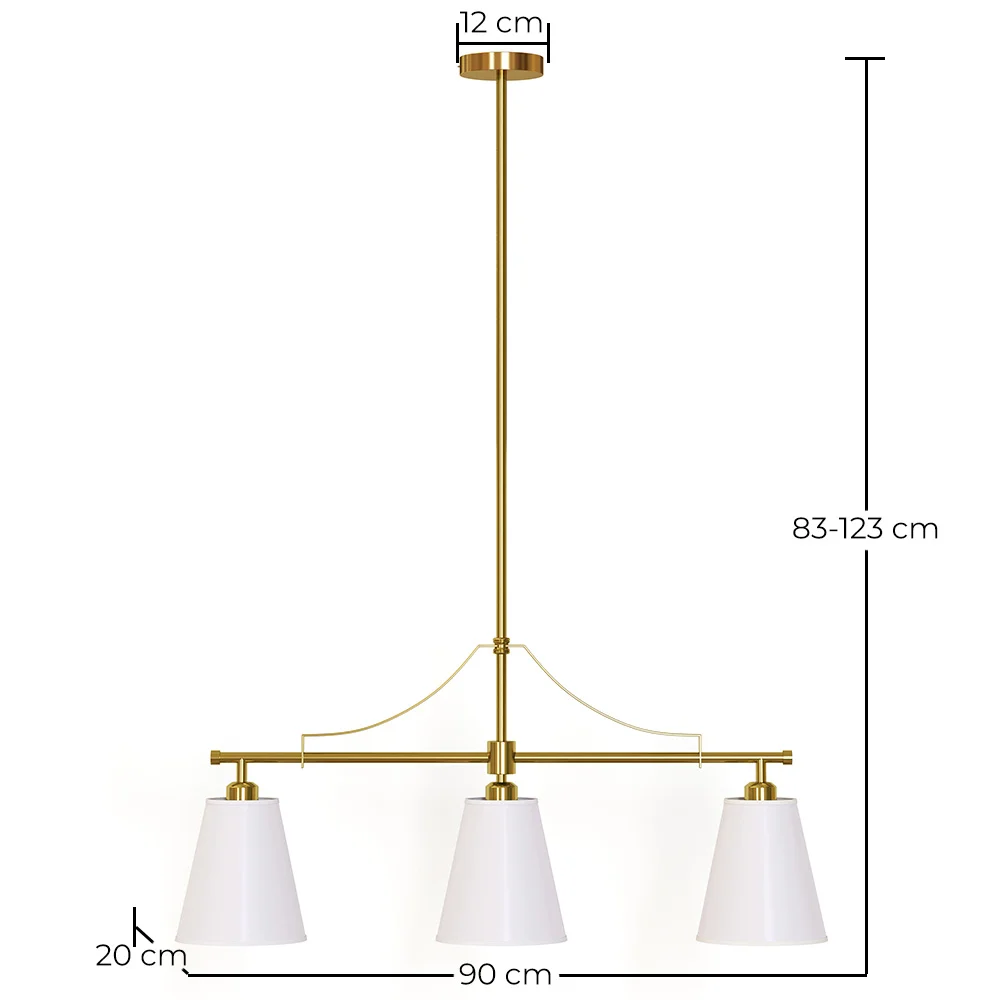 Lampada a Sospensione in Metallo Dorato Anticato con 3 Paralumi - Bubles image 10