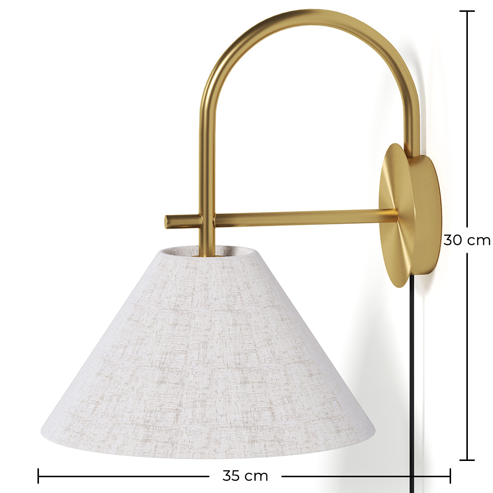 Lampada da Parete Vintage Dorata con Spina e Interruttore - Boly image 10