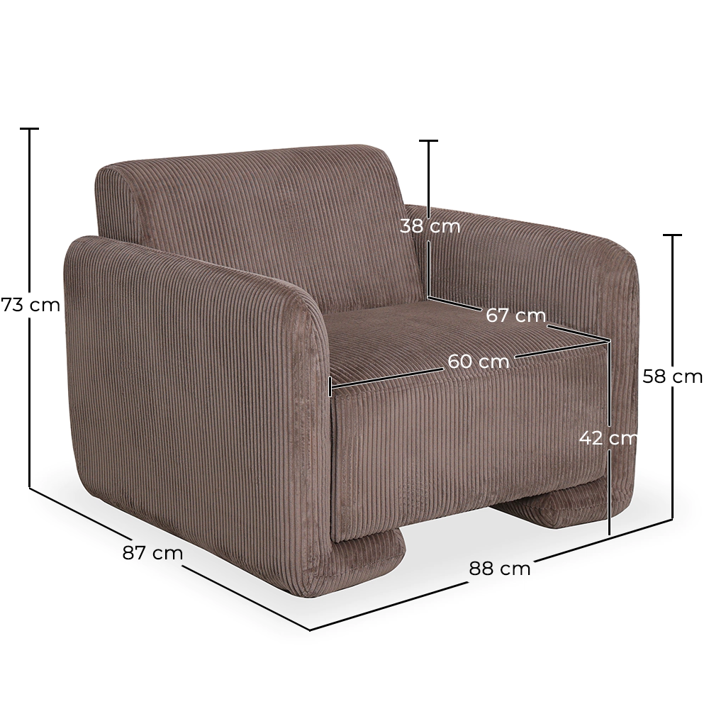 Poltrona Rivestita In Velluto A Coste – Design Moderno - November image 10