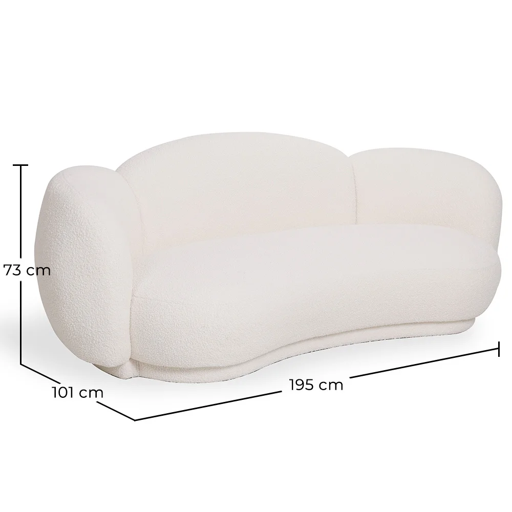 Divano Curvo Rivestito In Bouclé Bianco – Design Moderno Ed Elegante - Sorela image 10