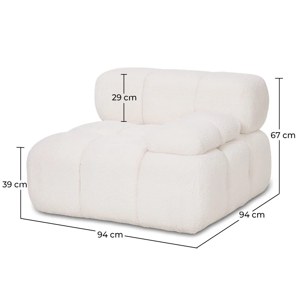 Divano Modulare Angolo Sinistro - Rivestito In Tessuto Bouclé Bianco - Bianca image 10