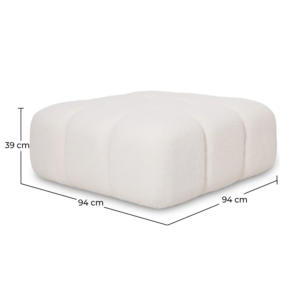 Pouf Modulare Rivestito In Tessuto Bouclé - Design Moderno – Abbinabile Al Divano Modulare Bianca image 10
