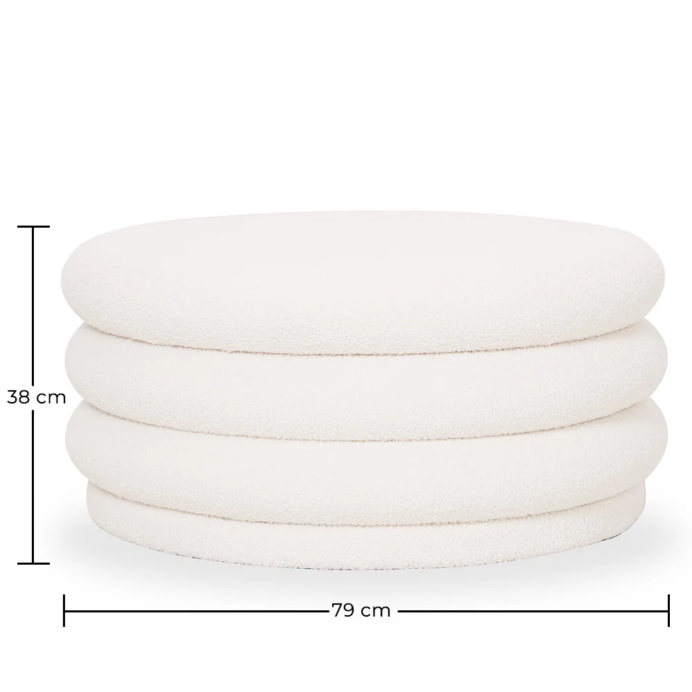 Pouf Moderno Con Contenitore Rivestito In Tessuto Bouclé Multifunzionale Come Tavolino Da Caffè - Dass image 10