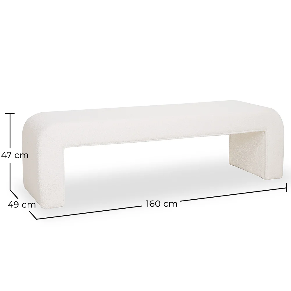 Panca Rivestita In Tessuto Bouclé Bianco - Moderna Elegante Minimalista - Karla image 10