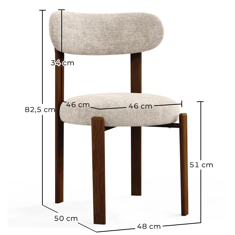 Sedia da pranzo rivestita in Chenille – Gambe effetto legno scuro – Design ergonomico e moderno – Okare image 10