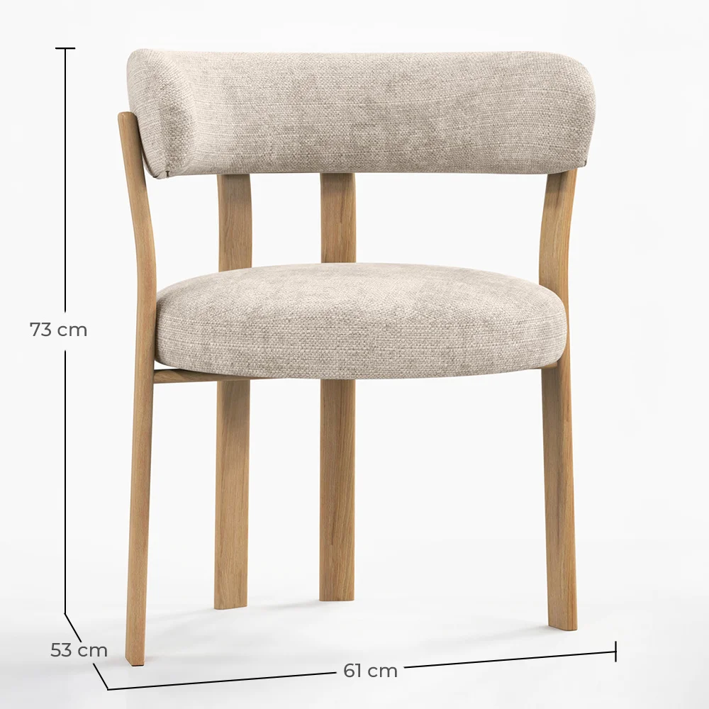 Poltrona da soggiorno con braccioli rivestita in Chenille – Gambe effetto Rovere – Design ergonomico e moderno – Okare image 10