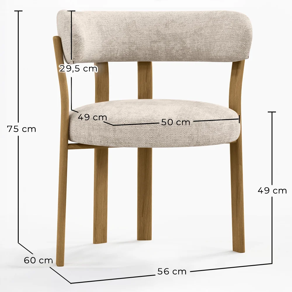 Poltrona da soggiorno con braccioli rivestita in Chenille – Gambe effetto Rovere – Design ergonomico e moderno – Okare image 10