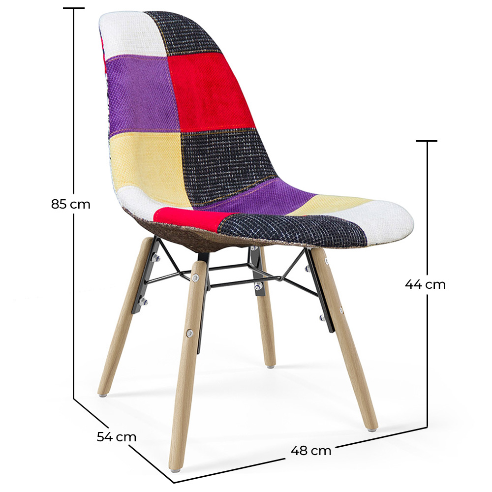 Sedia da Pranzo - Rivestimento Patchwork - Design Scandinavo e Gambe in Legno - Skögur image 10