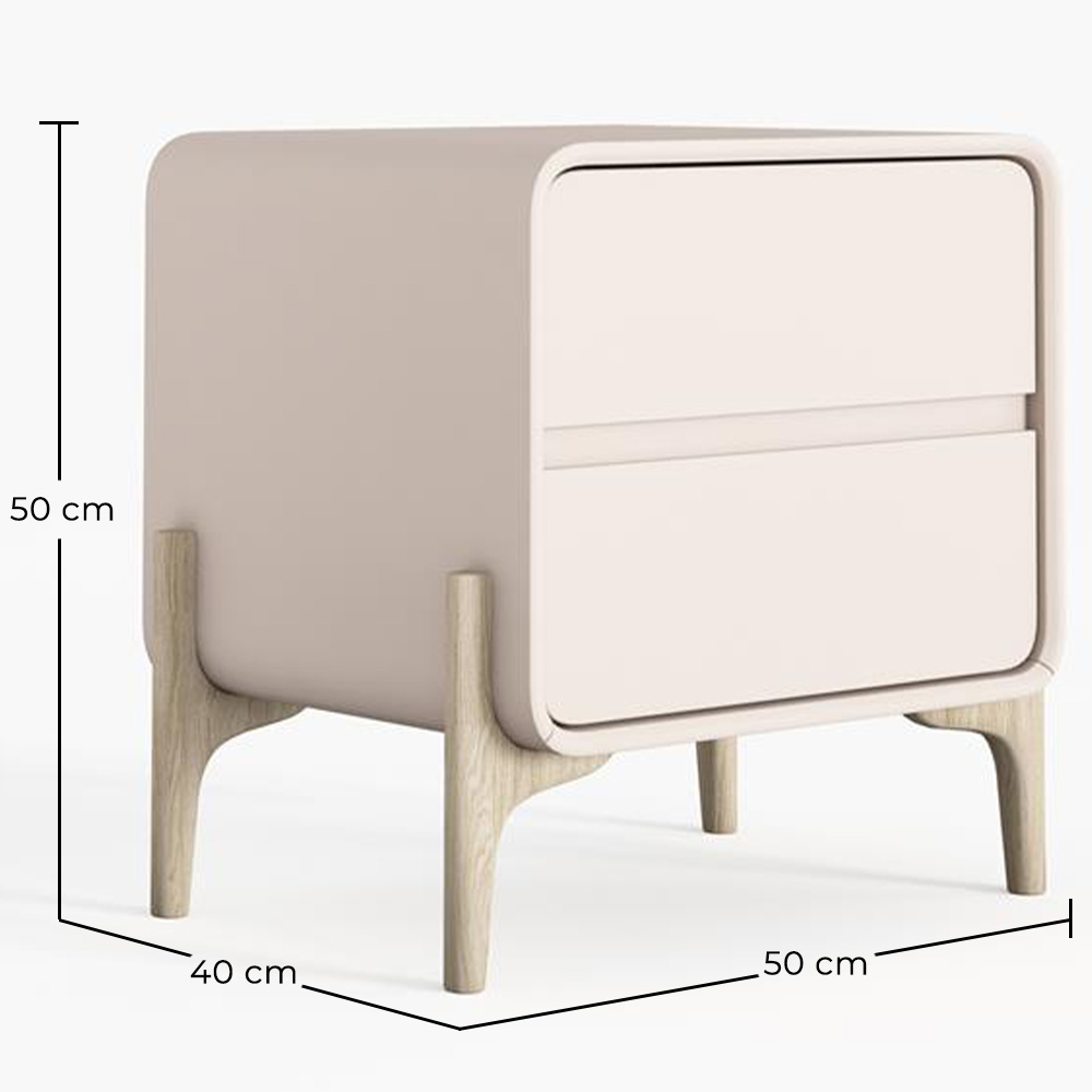 Comodino scandi moderno rivestito in ecopelle con 2 cassetti e gambe in legno naturale - Bennis image 10