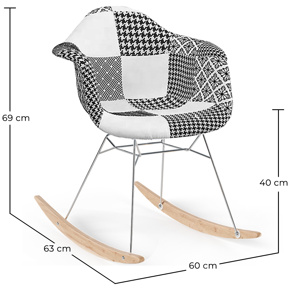 Sedia a dondolo stile Nordic Patchwork– Rivestita in Tessuto – Patchwork Sam  image 10