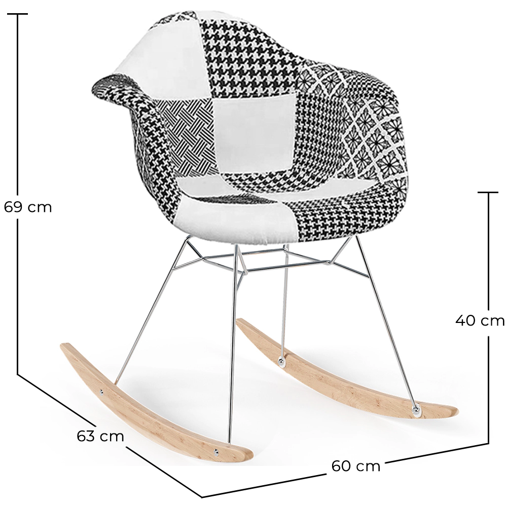 Sedia a dondolo stile Nordic Patchwork– Rivestita in Tessuto – Patchwork Sam  image 10