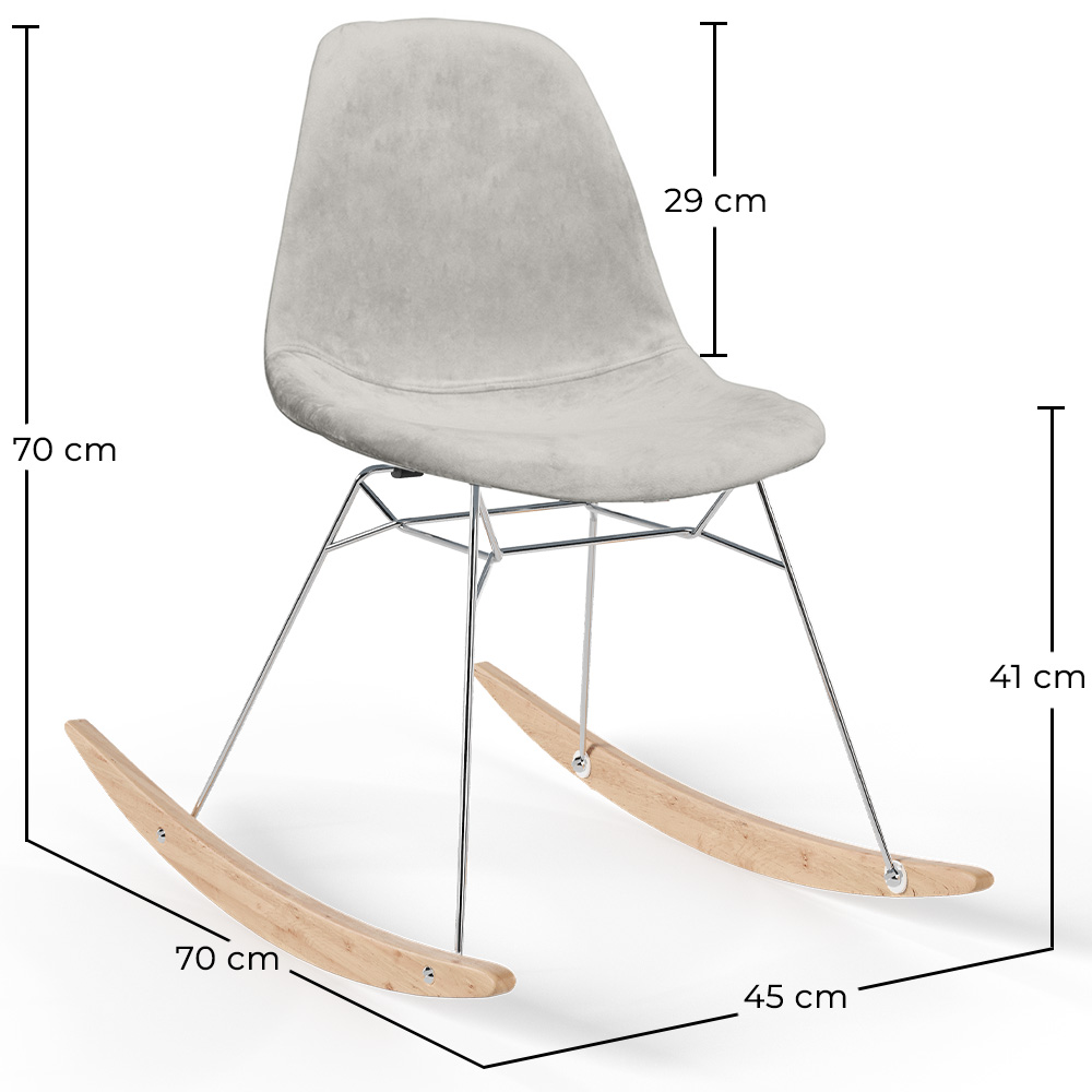 Sedia a dondolo moderna in tessuto imbottito per adulti - Gambe in acciaio e legno - Skögur image 10