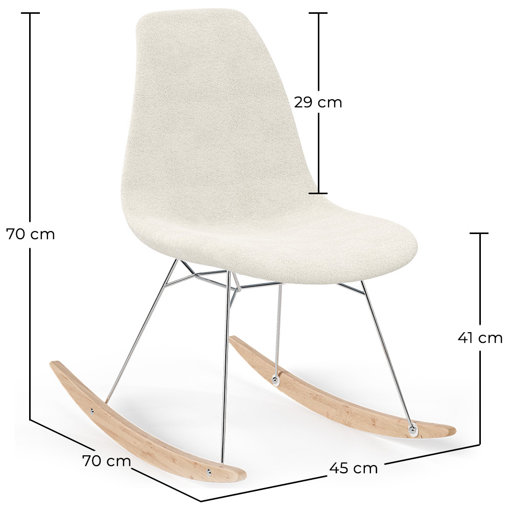 Sedia a dondolo Minimalista Bouclé – Stile Nordic con Base in Legno e Acciaio - Skögur image 10
