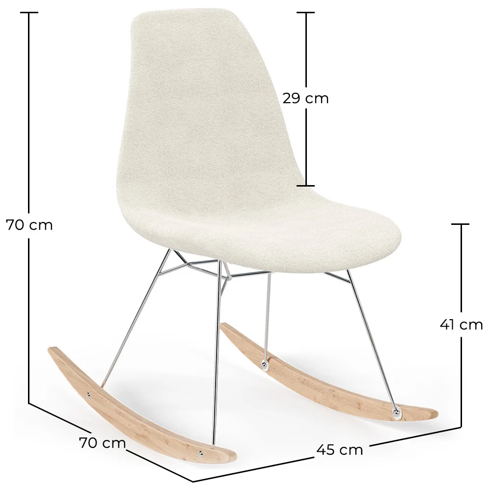 Sedia a dondolo Minimalista Bouclé – Stile Nordic con Base in Legno e Acciaio - Skögur image 10