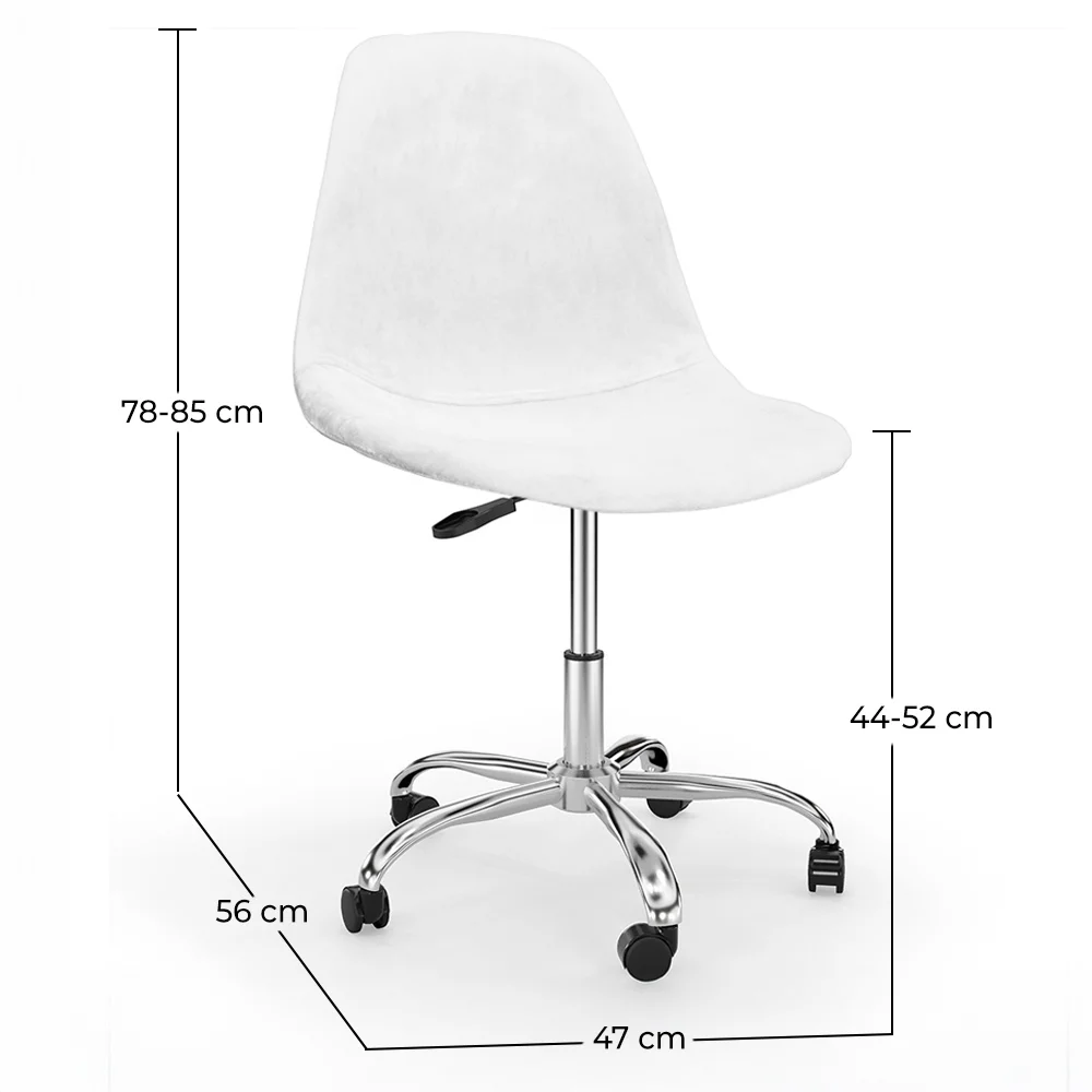 Sedia da Ufficio Girevole con Ruote – Rivestimento in Velluto – Gambe in Acciaio - Denisse image 10