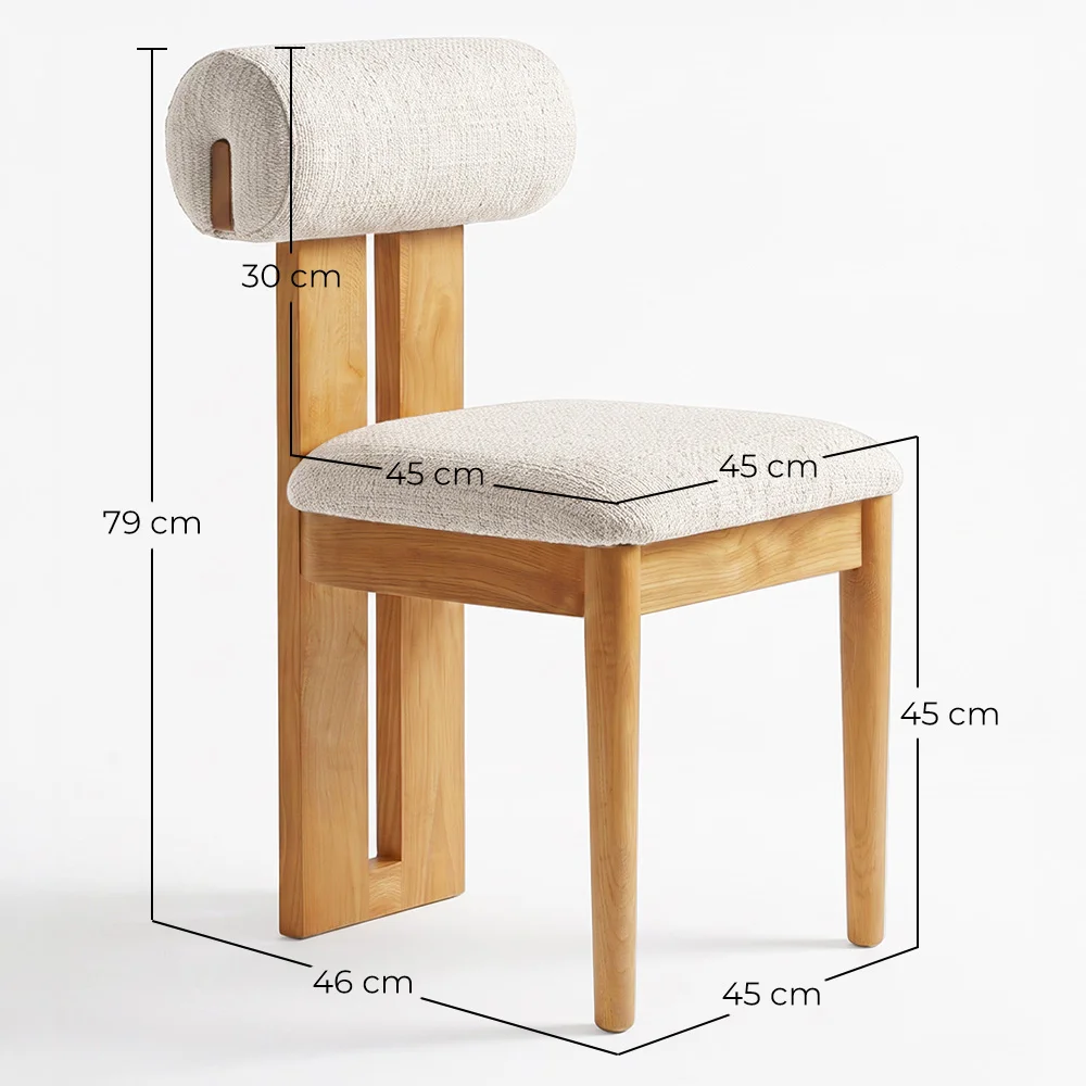 Sedia Rivestita in Chenille - Struttura in Legno di Gomma Naturale Chiaro - Ventor image 10