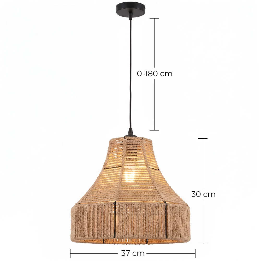 Lampadario a sospensione Corda naturale e Metallo – Stile Boho – Design artigianale – Lorena image 10