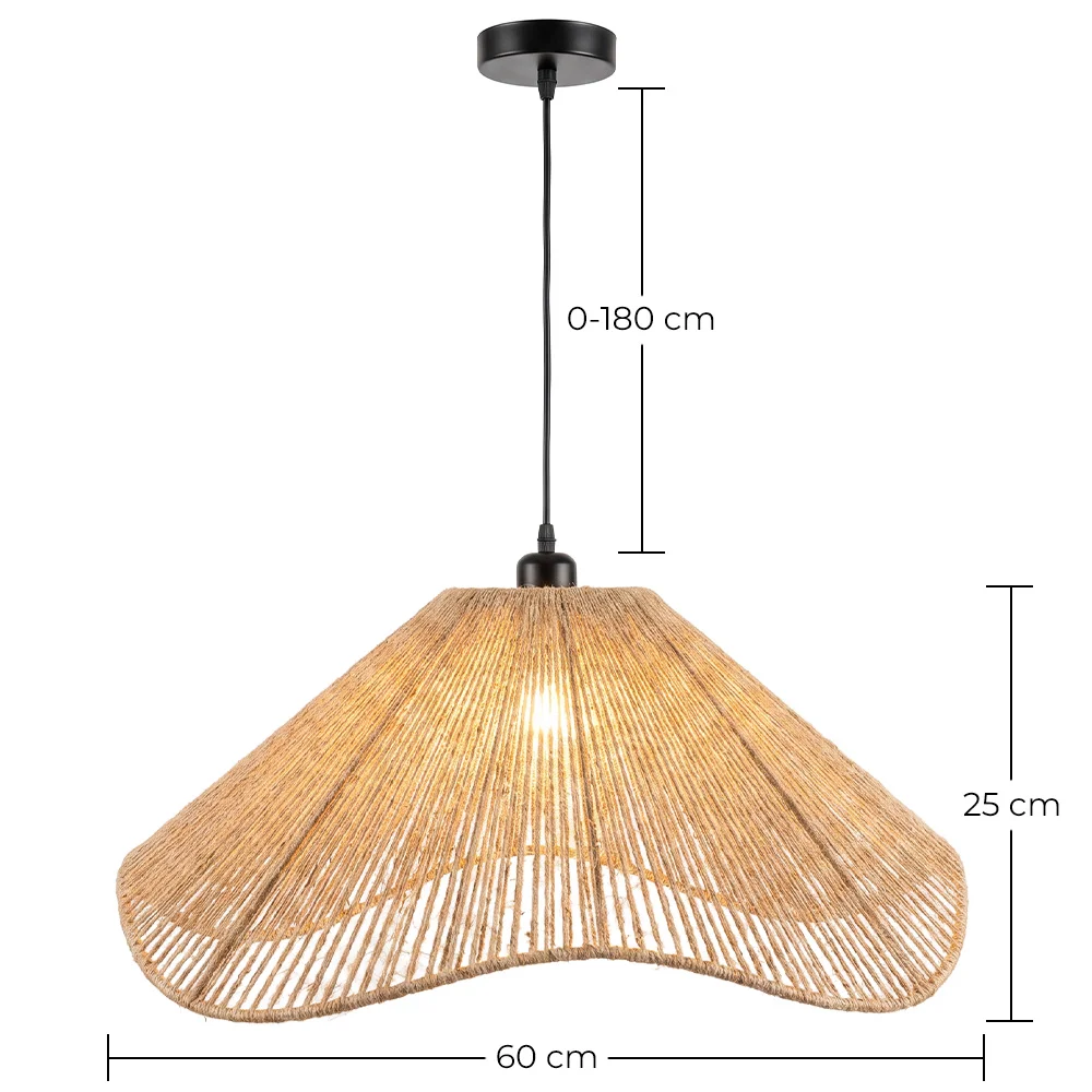 Lampada a Sospensione Corda Naturale Stile Boho – Paralume in Fibra Naturale Fatto a Mano - Lunah image 10