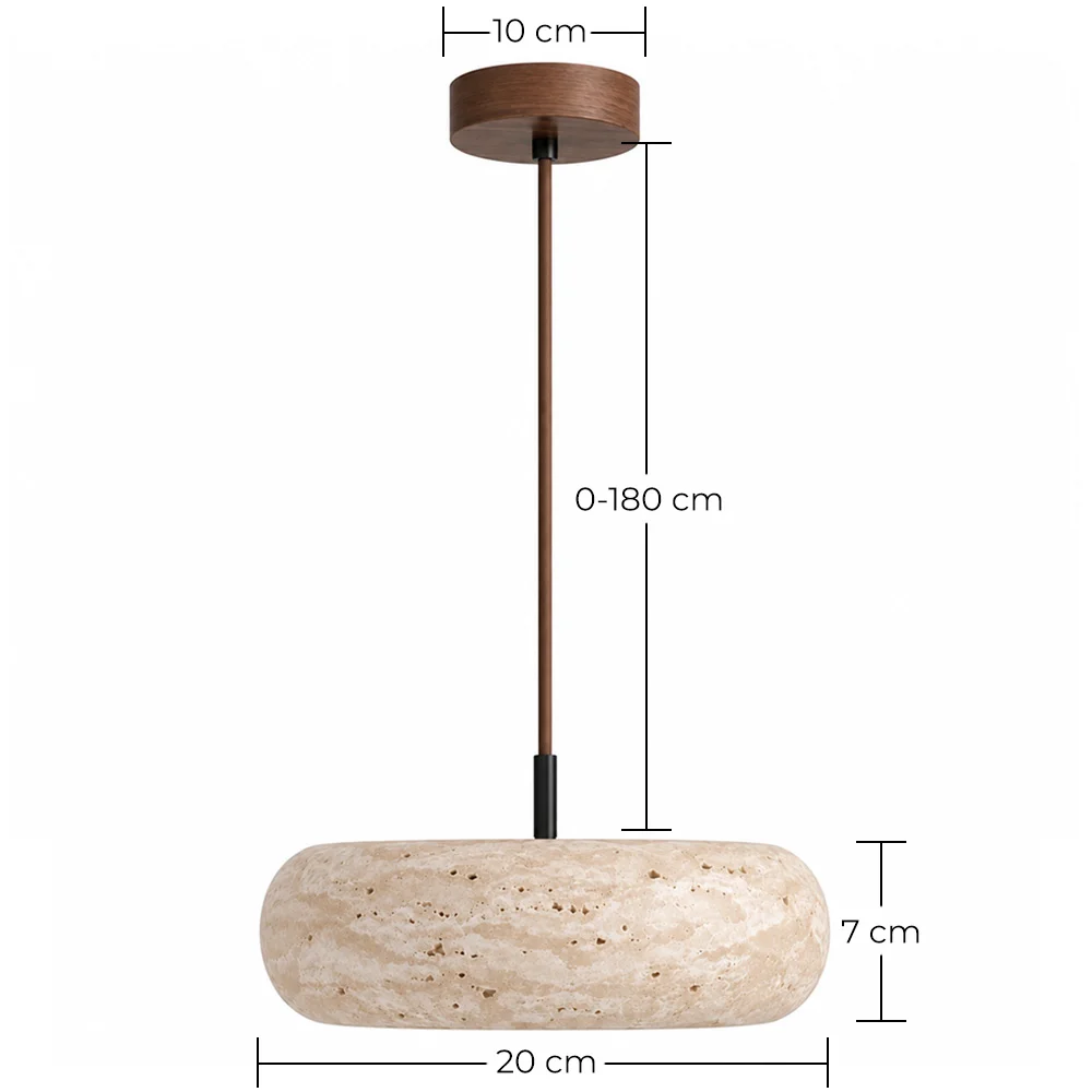 Lampada a sospensione da soffitto – legno e travertino – Marguerite image 10