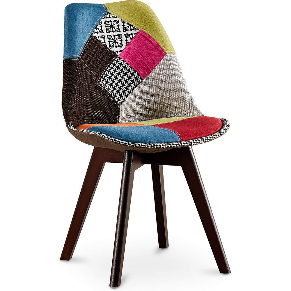 HOME DECO FACTORY Set di 2 poltrone Patchwork Grigio 85 x 59 x 64 cm, Faggio, Multicolore, Taglia Unica, 2 unità