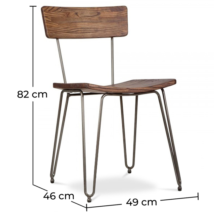 Confezione di 2 sedie da pranzo in legno - Design industriale