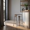 Sgabello da bar - Design industriale - Legno e acciaio - 60cm - Stylix image 7