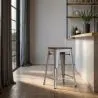 Sgabello da bar - Design industriale - Legno e acciaio - 60cm - Stylix image 7