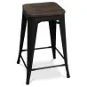 Sgabello da bar - Design industriale - Legno e acciaio - 60cm - Stylix image 7