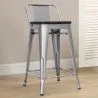 Sgabello da bar di design industriale con schienale - Legno e acciaio - 60 cm - Stylix image 7