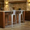 Sgabello da bar di design industriale con schienale - Legno e acciaio - 76 cm - Stylix image 7