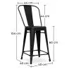 Sgabello da bar con schienale - Design industriale - 60cm - Stylix image 7
