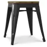 Sgabello di design industriale - Legno e acciaio - 45cm - Stylix image 7