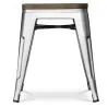 Sgabello di design industriale - Legno e acciaio - 45cm - Stylix image 7