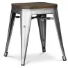 Sgabello di design industriale - Legno e acciaio - 45cm - Stylix image 7
