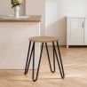 Sgabello da bar rotondo - Design industriale - Legno e acciaio - 44 cm - Hairpin image 7